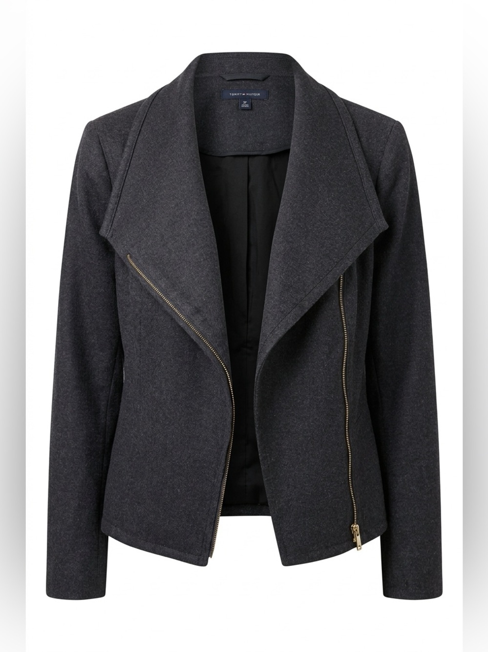 Tommy Hilfiger Dark Charcoal Asymmetrical Zip Blazer